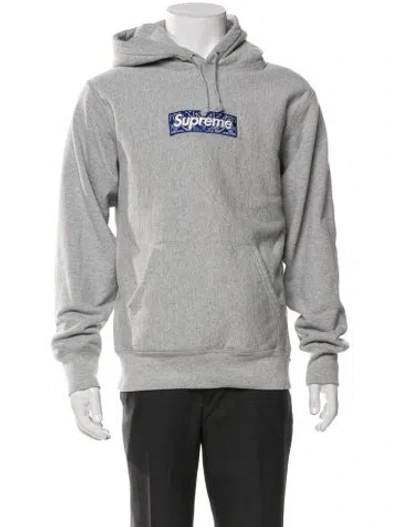 Pre-owned Supreme Graphic Print Crew Neck Hoodie In Grey