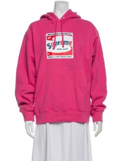 Pre-owned Supreme Graphic Print Crew Neck Hoodie In Pink