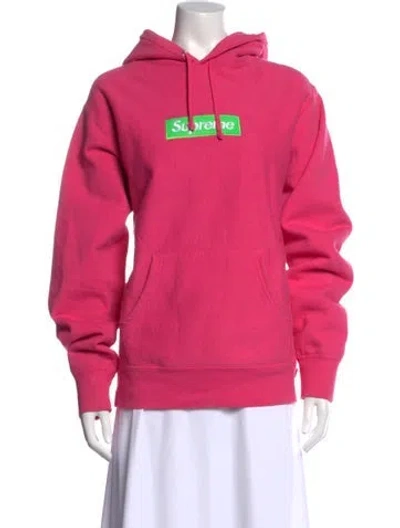 Pre-owned Supreme Graphic Print Crew Neck Hoodie In Pink