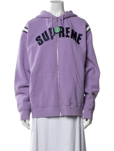 Pre-owned Supreme Graphic Print Crew Neck Hoodie In Purple