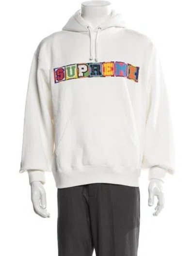 Pre-owned Supreme Graphic Print Crew Neck Hoodie In White