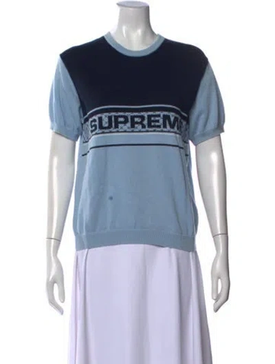 Pre-owned Supreme Graphic Print Crew Neck Sweater In Blue