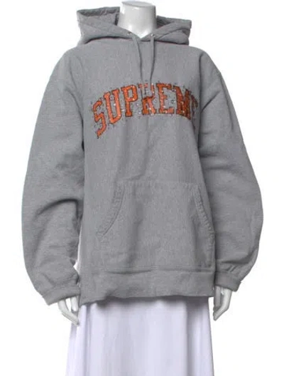 Pre-owned Supreme Graphic Print Crew Neck Sweater In Grey