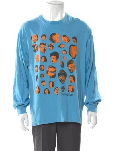 Pre-owned Supreme Graphic Print Crew Neck Sweatshirt In Blue