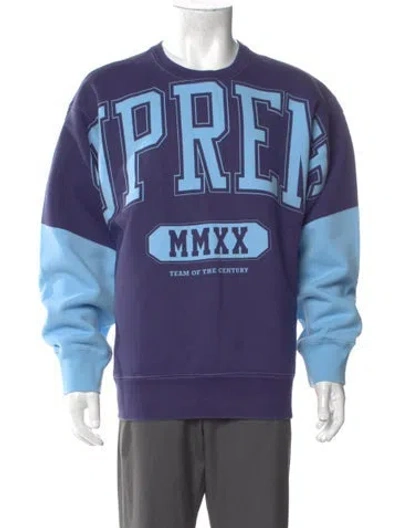 Pre-owned Supreme Graphic Print Crew Neck Sweatshirt In Blue