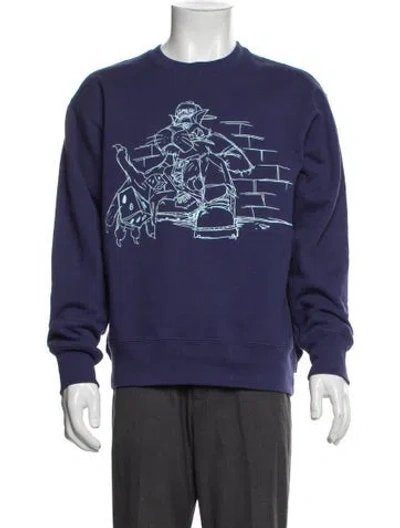 Pre-owned Supreme Graphic Print Crew Neck Sweatshirt In Blue