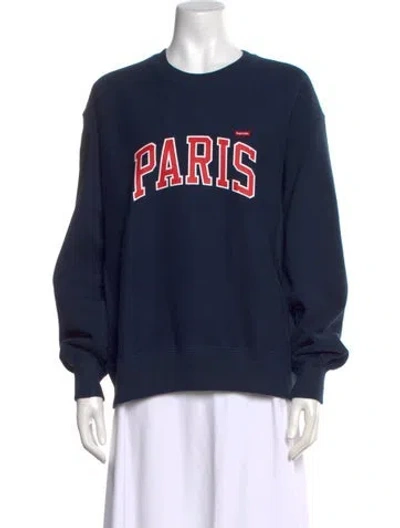 Pre-owned Supreme Graphic Print Crew Neck Sweatshirt In Blue