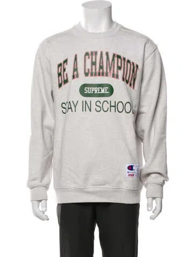 Pre-owned Supreme Graphic Print Crew Neck Sweatshirt In Gray