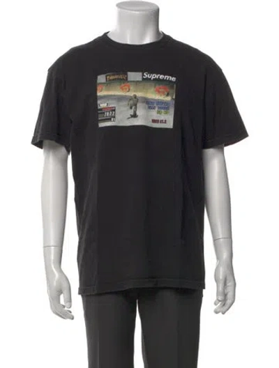 Pre-owned Supreme Graphic Print Crew Neck T-shirt In Black