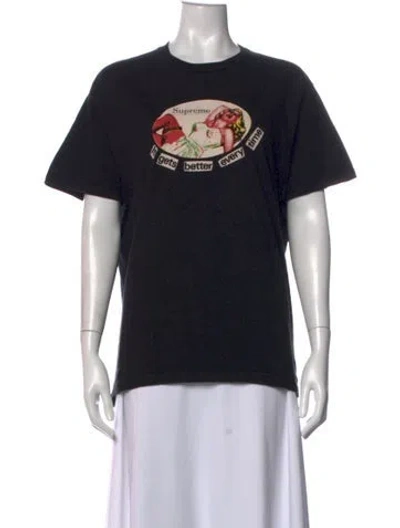 Pre-owned Supreme Graphic Print Crew Neck T-shirt In Black