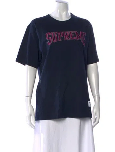 Pre-owned Supreme Graphic Print Crew Neck T-shirt In Blue