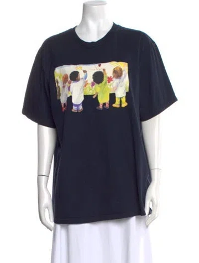 Pre-owned Supreme Graphic Print Crew Neck T-shirt In Blue