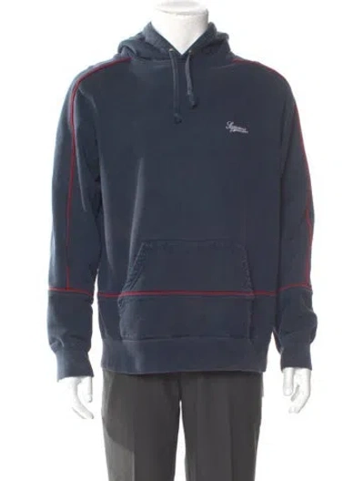Pre-owned Supreme Graphic Print Mock Neck Polo Sweater In Blue
