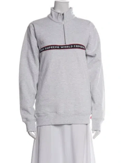 Pre-owned Supreme Graphic Print Mock Neck Sweatshirt In Blue
