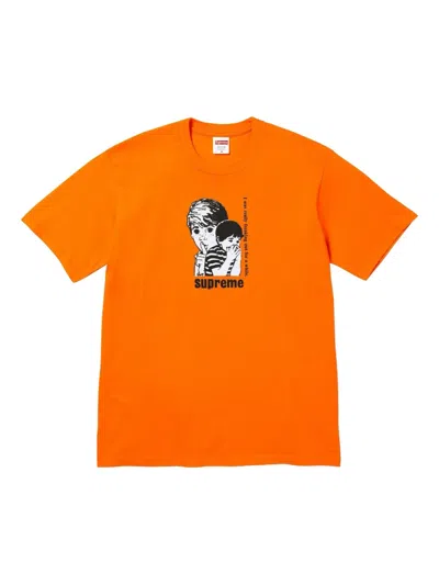 Supreme Graphic-print T-shirt In Orange