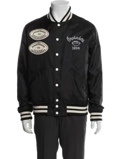 Pre-owned Supreme Graphic Print Varsity Jacket In Black
