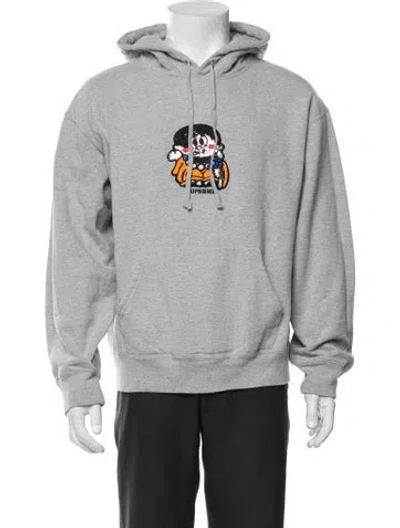 Pre-owned Supreme Graphic Print V-neck Hoodie In Gray