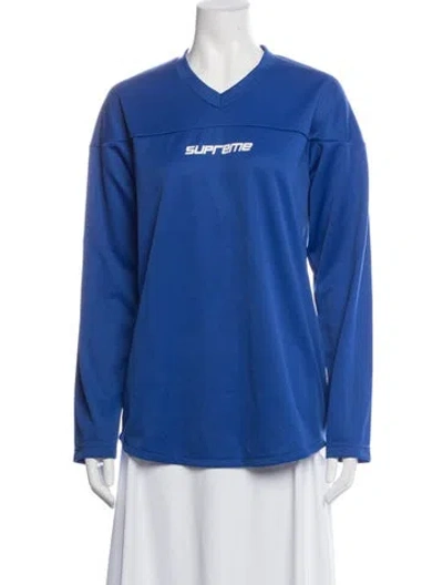 Pre-owned Supreme Graphic Print V-neck Top In Blue