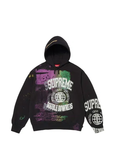 Supreme Graphic-print Drawstring Hoodie In Black