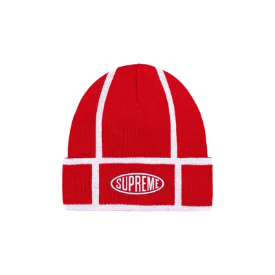 Pre-owned Supreme Grid Beanie 'red'