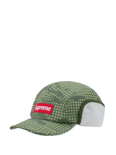 Supreme Grid-camo Earflap Cap In Green