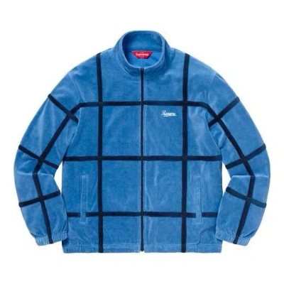 Supreme Grid Taping Velour Jacket 'blue Black'