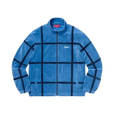 Pre-owned Supreme Grid Taping Velour Jacket 'blue' | Men's Size S