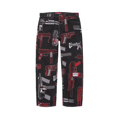 Pre-owned Supreme Guns Embroidered Loose Fit Jean 'washed Black' | Men's Size 30