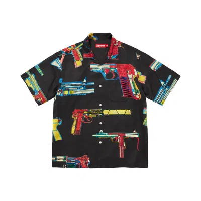 Pre-owned Supreme Guns Silk Short-sleeve Shirt 'black' | Men's Size Xl