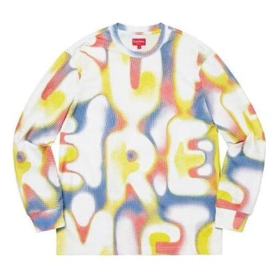 Supreme Half Tone L/s Top 'white Yellow Blue' In Multi