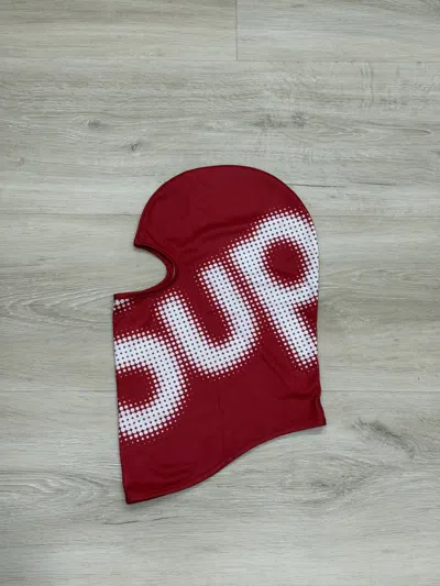 Pre-owned Supreme Halftone Balaclava Face Mask In Red