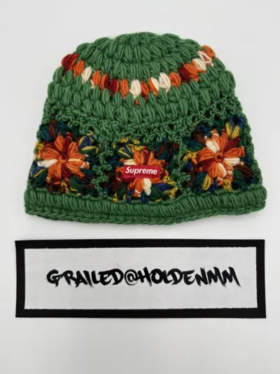 Pre-owned Supreme Hand Knit Wool Crochet Beanie Green
