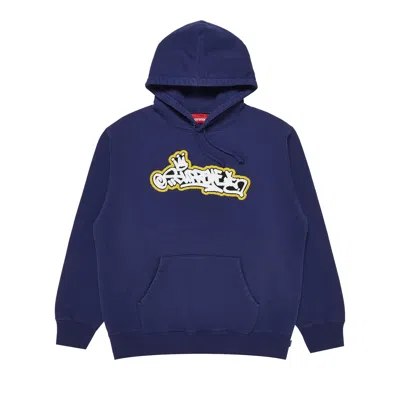 Pre-owned Supreme Handstyle Hooded Sweatshirt 'washed Navy' | Blue | Men's Size M