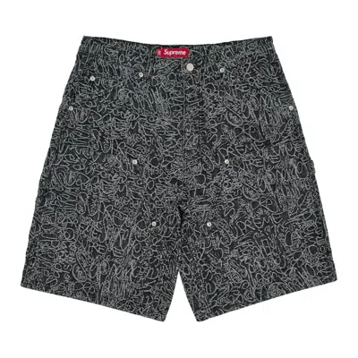 Pre-owned Supreme Handwriting Double Knee Denim Short 'black' | Men's Size 34