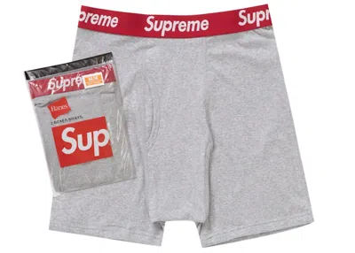 Pre-owned Supreme Hanes Boxer Briefs (2 Pack) In Heather Grey