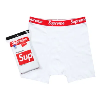 Supreme X Hanes Logo-waistband Boxers In White