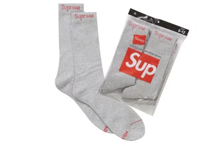 Pre-owned Supreme Hanes Crew Socks (4 Pack) In Heather Grey