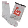Supreme Hanes Crew Socks 4 Pack Ss24 'heather Grey' In Gray