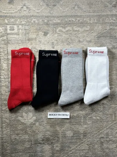Pre-owned Supreme Hanes Socks - 4x Pairs In Multicolor