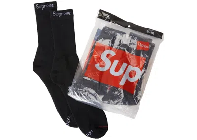 Pre-owned Supreme Hanes Socks (4 Pack) In Black