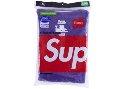Pre-owned Supreme Hanes Tagless Tee Shirts (2 Pack) In Purple