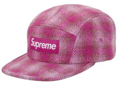 Pre-owned Supreme Harris Tweed Camp Cap (fw25) In Pink