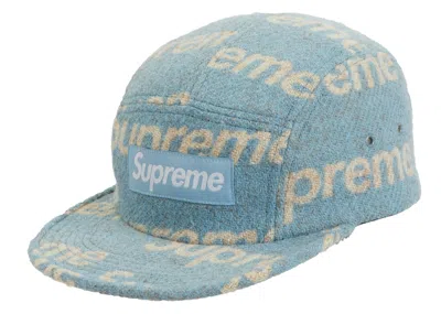 Pre-owned Supreme Harris Tweed Camp Cap In Light Blue