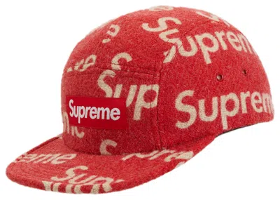 Pre-owned Supreme Harris Tweed Camp Cap In Red