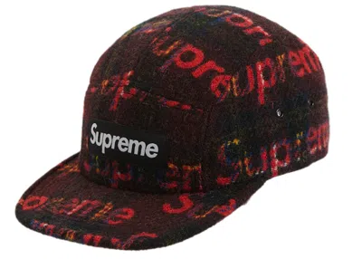 Pre-owned Supreme Harris Tweed Camp Cap In Red Plaid