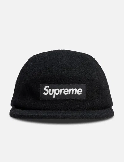 Supreme Harris Tweed Wool Box Logo Camp Cap In Black