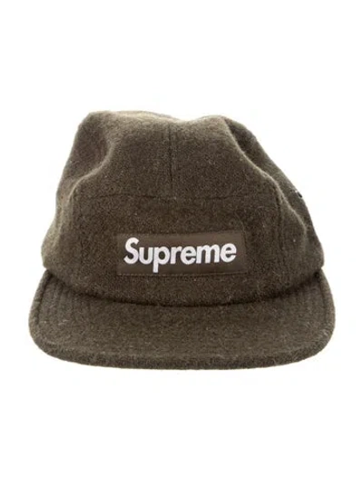 Pre-owned Supreme Harris Tweed Wool Camp Cap In Green