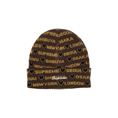 Pre-owned Supreme Hearts Beanie 'brown'