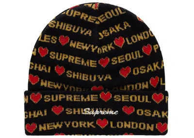 Pre-owned Supreme Hearts Beanie In Black