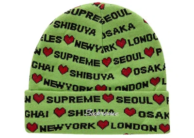 Pre-owned Supreme Hearts Beanie In Green